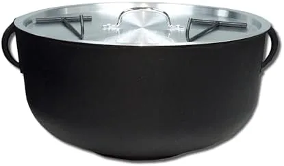 4 gallon cast iron pot with flat bottom aluminum lid
